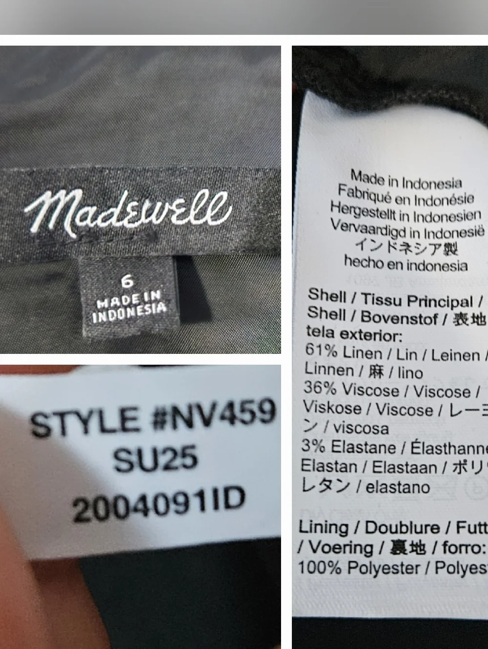 Madewell Squareneck Smocked Linen Mini Skort Romper In Jet Black - Picture 6 of 11